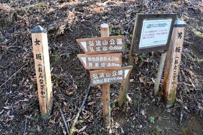 弘法山展望所付近の道標