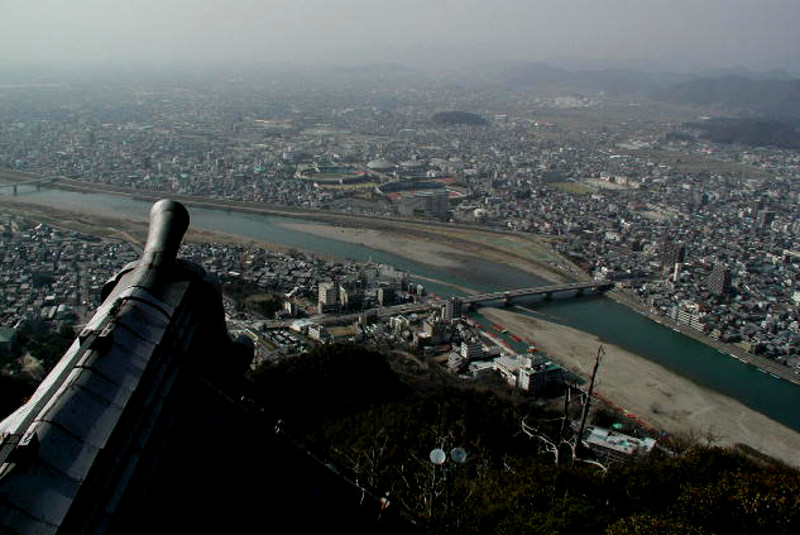 長良川と「世界イベント村ぎふ」(中央上)を望む